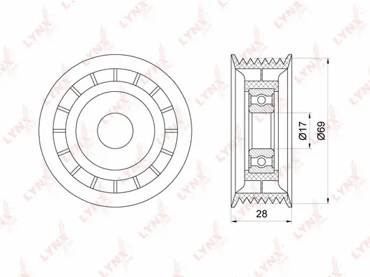 Tensioner Pulley, V-ribbed belt (PB-5238)