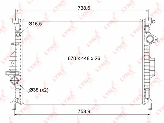 Radiator, engine cooling (RB-1036)