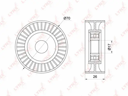 Tensioner Pulley, V-ribbed belt (PB-5201)