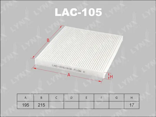 Filter, cabin air (LAC-105)