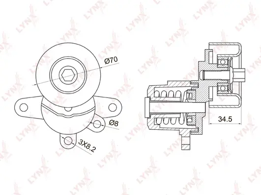 Belt Tensioner, V-ribbed belt (PT-3028)