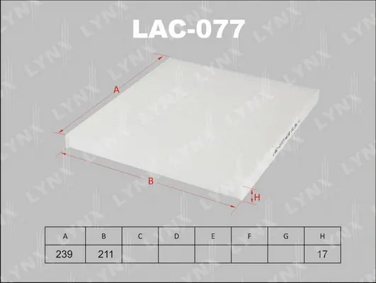 Filter, cabin air (LAC-077)