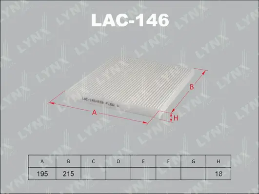 Filter, cabin air (LAC-146)