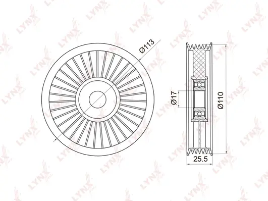 Deflection/Guide Pulley, V-ribbed belt (PB-7008)