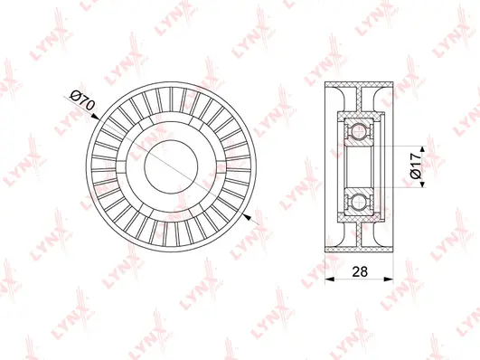 Tensioner Pulley, V-ribbed belt (PB-5228)
