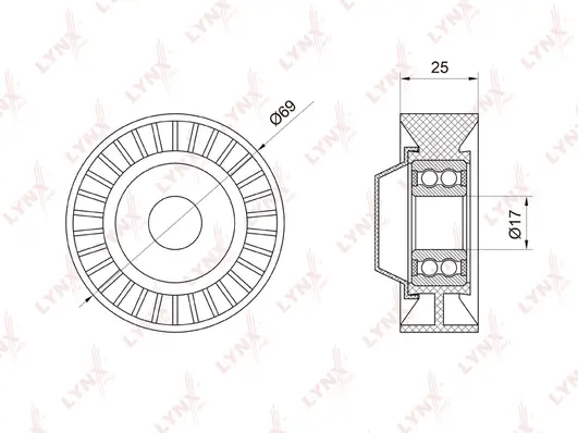 Tensioner Pulley, V-ribbed belt (PB-5007)