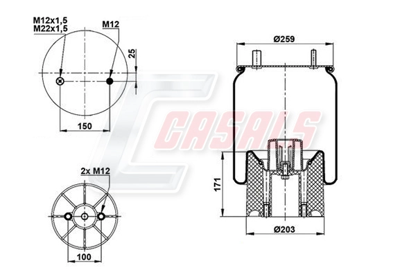 Bellow, air suspension (B3003)