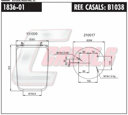 Bellow, air suspension (B1038)
