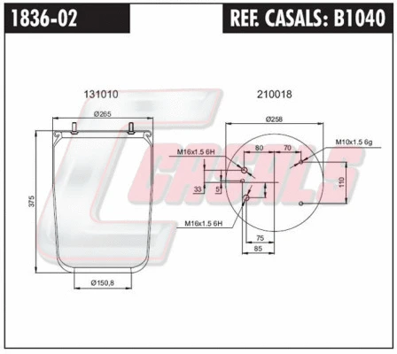 Bellow, air suspension (B1040)