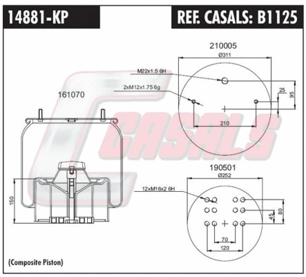 Bellow, air suspension (B1125)