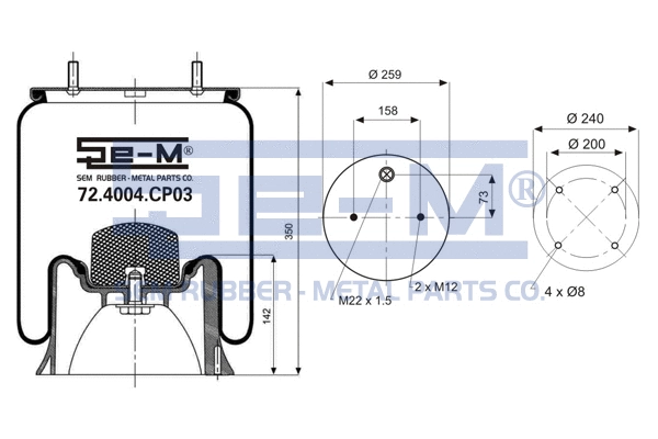 Bellow, air suspension (72.4004.CP03)