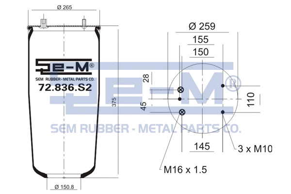 Bellow, air suspension (72.836.S2)