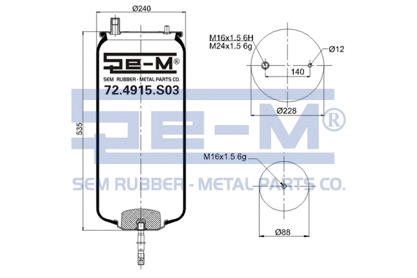 Bellow, air suspension (72.4915.S03)