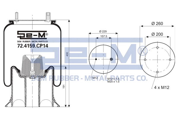 Bellow, air suspension (72.4159.CP14)