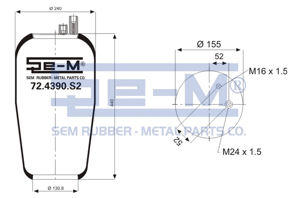 Bellow, air suspension (72.4390.S2)