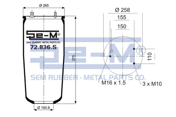 Bellow, air suspension (72.836.S)
