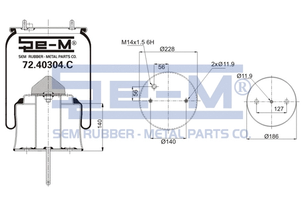 Bellow, air suspension (72.40304.C)