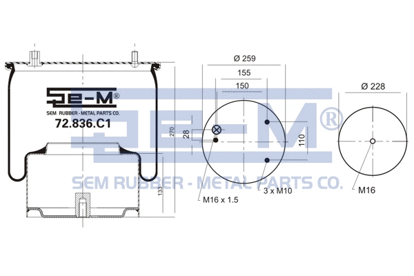 Bellow, air suspension (72.836.C1)