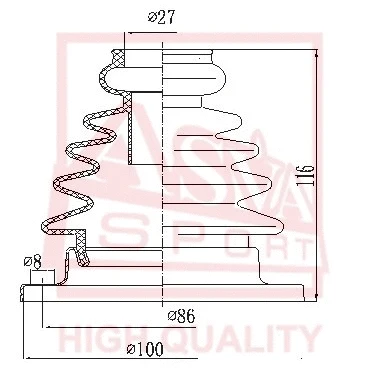 Bellow, drive shaft (ASBT-108)