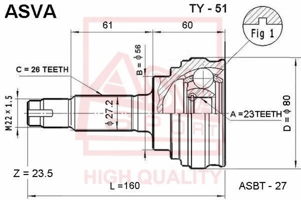 Joint Kit, drive shaft (TY-51)