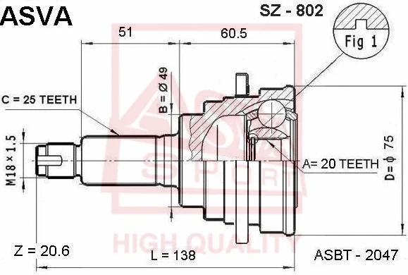 Joint Kit, drive shaft (SZ-802)