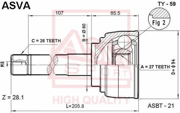 Joint Kit, drive shaft (TY-59)