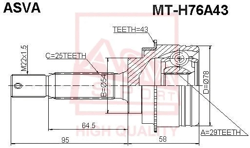 Joint Kit, drive shaft (MT-H76A43)