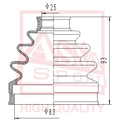 Bellow, drive shaft (ASBT-119)