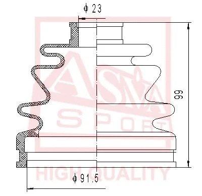 Bellow, drive shaft (ASBT-2114)