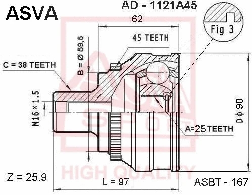 Joint Kit, drive shaft (AD-1121A45)