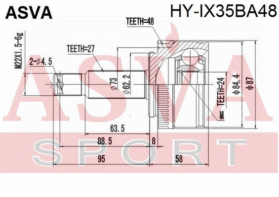 Joint Kit, drive shaft (HY-IX35BA48)