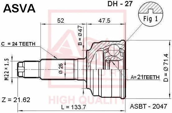 Joint Kit, drive shaft (DH-27)