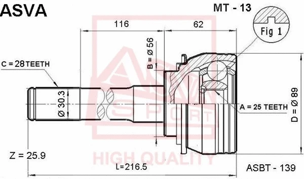 Joint Kit, drive shaft (MT-13)