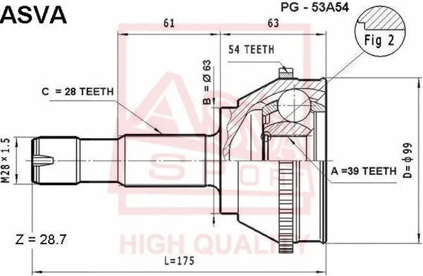 Joint Kit, drive shaft (PG-53A54)