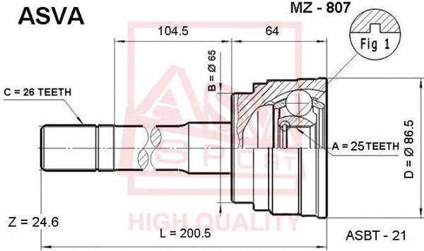 Joint Kit, drive shaft (MZ-807)