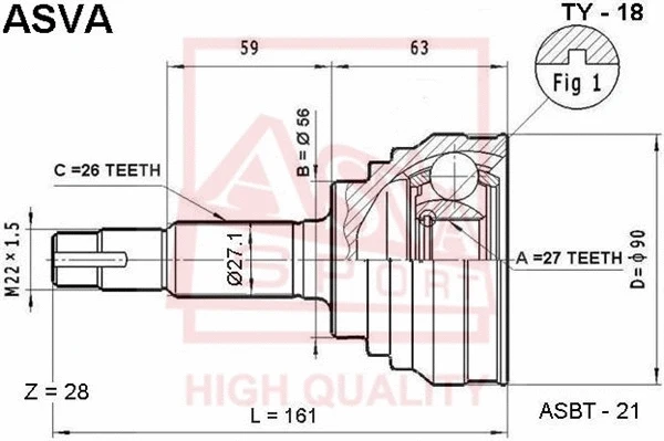 Joint Kit, drive shaft (TY-18)