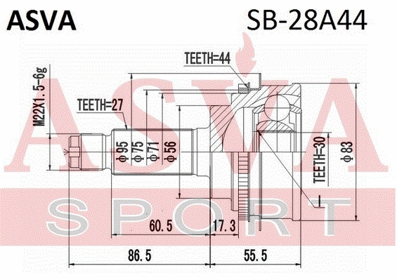 Joint Kit, drive shaft (SB-28A44)