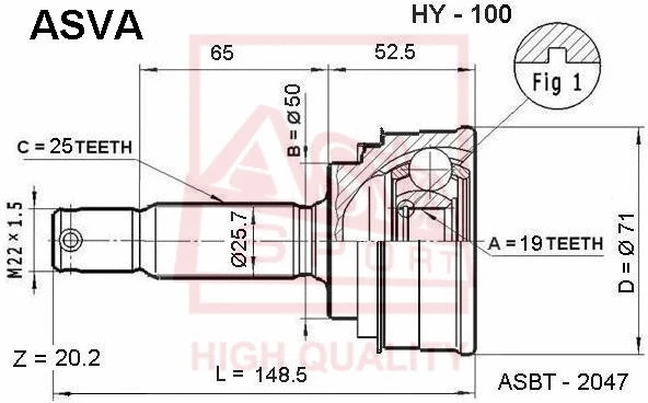 Joint Kit, drive shaft (HY-100)