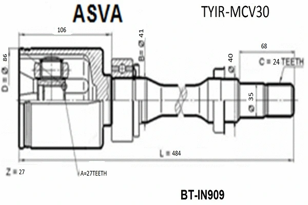 Joint Kit, drive shaft (TYIR-MCV30)