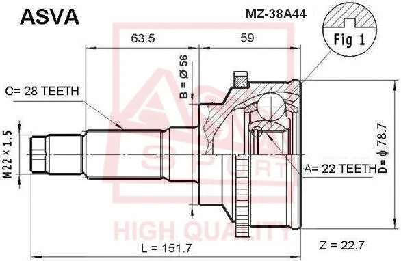 Joint Kit, drive shaft (MZ-38A44)