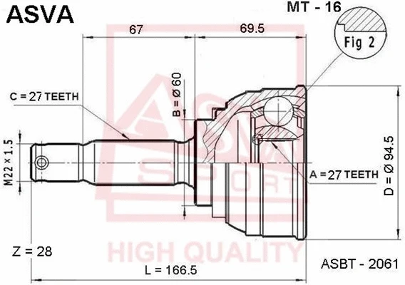 Joint Kit, drive shaft (MT-16)