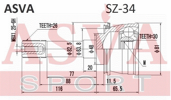 Joint Kit, drive shaft (SZ-34)