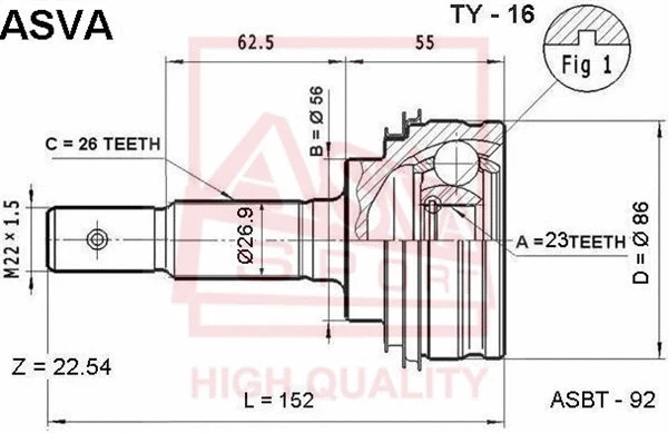 Joint Kit, drive shaft (TY-16)