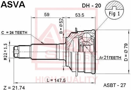 Joint Kit, drive shaft (DH-20)