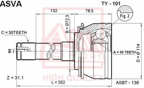 Joint Kit, drive shaft (TY-101)