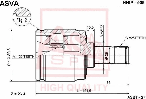 Joint Kit, drive shaft (HNIP-509)