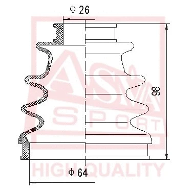 Bellow, drive shaft (ASBT-99)