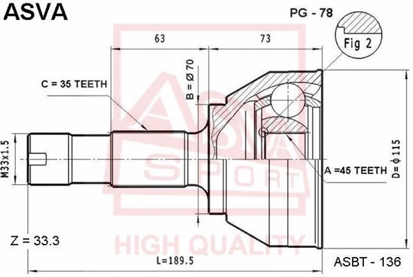 Joint Kit, drive shaft (PG-78)