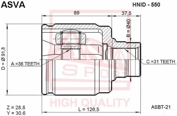 Joint Kit, drive shaft (HNID-550)