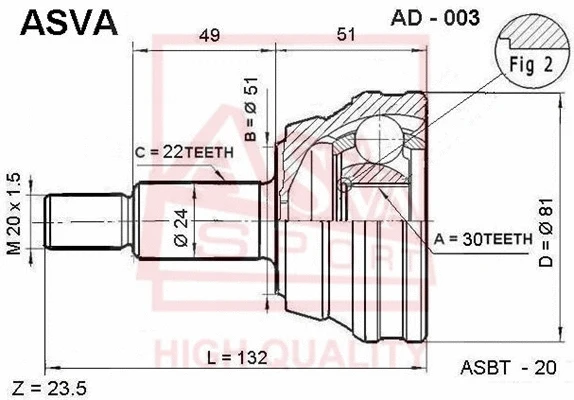 Joint Kit, drive shaft (AD-003)